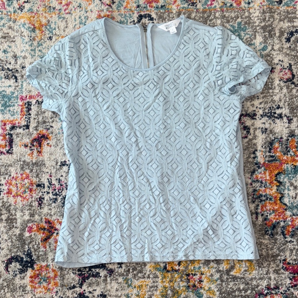 Market & Spruce Sky Blue Textured Blouse